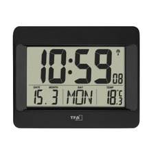 Black Nona Radio Controlled Digital Clock with Temperature